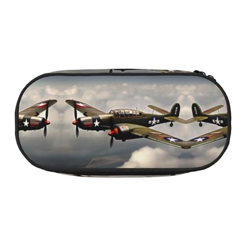 JIUTY Federmäppchen aus dem 2. Weltkrieg, Flugzeug, 2 Standardmaßstab, 2_00 x niedlich, ästhetisch, großes Fassungsvermögen, mit Reißverschluss, tragbarer Schreibtisch-Organizer für Erwachsene, von JIUTY