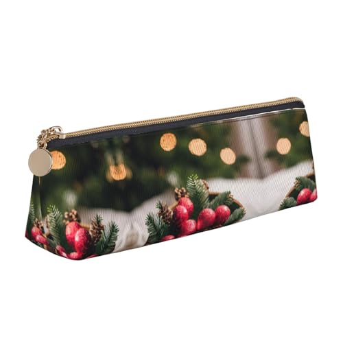 JIUTY Federmäppchen mit Aufschrift "Merry Christmas", kleine Reißverschlusstasche für Bleistifte, Stifte, Marker, Make-up, Münzen, weiß, Einheitsgröße, Taschen-Organizer von JIUTY