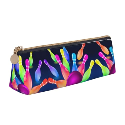 JIUTY Federmäppchen mit Bowlingkugeln, Kinder-Federmäppchen, kleine Reißverschlusstasche für Bleistifte, Stifte, Marker, Make-up, Münzen, weiß, Einheitsgröße, Taschen-Organizer von JIUTY