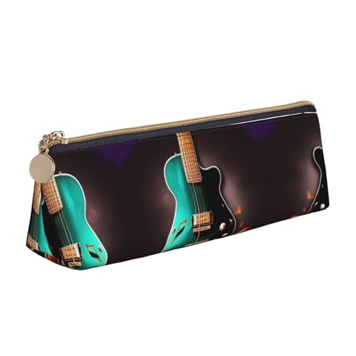 JIUTY Federmäppchen mit Gitarren-Motiv, kleine Reißverschlusstasche für Bleistifte, Stifte, Marker, Make-up, Münzen, weiß, Einheitsgröße, Taschen-Organizer von JIUTY