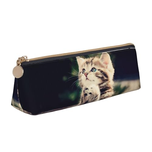 JIUTY Federmäppchen mit Katzenmotiv, kleine Reißverschlusstasche für Bleistifte, Stifte, Marker, Make-up, Münzen, weiß, Einheitsgröße, Taschen-Organizer von JIUTY