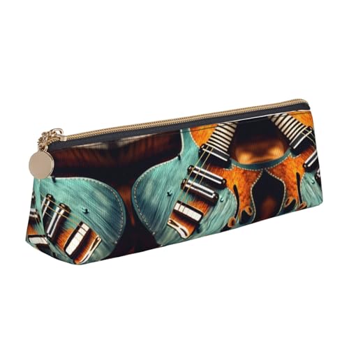 JIUTY Federmäppchen mit Musikgitarre, Kinder-Federmäppchen, kleine Reißverschlusstasche für Bleistifte, Stifte, Marker, Make-up, Münzen, weiß, Einheitsgröße, Taschen-Organizer von JIUTY