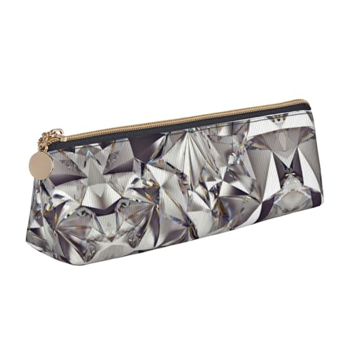 JIUTY Federmäppchen mit Rautenmuster, kleine Reißverschlusstasche für Bleistifte, Stifte, Marker, Make-up, Münzen, weiß, Einheitsgröße, Taschen-Organizer von JIUTY