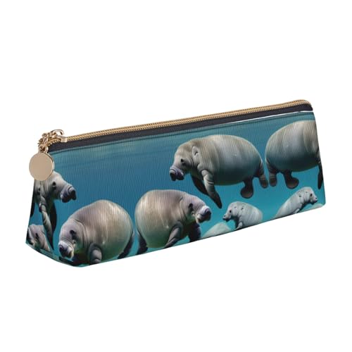 JIUTY Federmäppchen mit Seekuh und Tiermotiven, Kinder-Federmäppchen, kleine Reißverschlusstasche für Bleistifte, Stifte, Marker, Make-up, Münzen, weiß, Einheitsgröße, Taschen-Organizer von JIUTY