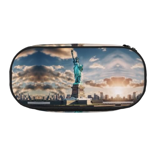 JIUTY Freiheitsstatue in New York – niedliches Federmäppchen mit großem Fassungsvermögen, mit Reißverschluss, tragbarer Schreibtisch-Organizer für Erwachsene, Schwarz , one size, taschenorganizer von JIUTY