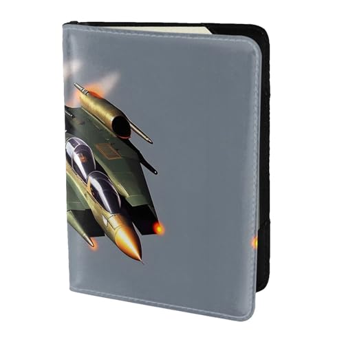 JIUTY Jet Fighters Reisepasshülle für Damen und Herren, Rindsleder, Reisepasshülle, Reisedokumenten-Zubehör, Schwarz , Einheitsgröße von JIUTY