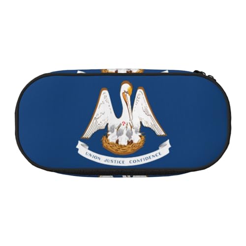 JIUTY Louisiana Staatsflagge niedliche ästhetische große Kapazität Reißverschluss Federmäppchen, tragbarer Büro Schreibtisch Organisator für Erwachsene, schwarzes, En storlek, Taschenorganisator von JIUTY