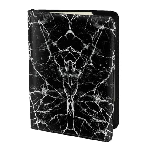 JIUTY Reisepasshülle aus Rindsleder, mit Marmor-Druck, für Damen und Herren, Reisepasshülle, Zubehör für Reisedokumente, Schwarz, Schwarz , Einheitsgröße von JIUTY