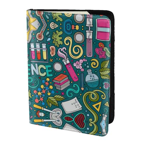 JIUTY Reisepasshülle aus Rindsleder mit Cartoon-Motiv für Damen und Herren, Reisepasshülle, Reisedokumenten-Zubehör, Schwarz , Einheitsgröße von JIUTY