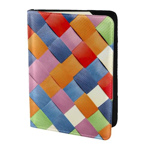 JIUTY Reisepasshülle aus Rindsleder mit buntem Karomuster, für Damen und Herren, Reisepasshülle, Zubehör für Reisedokumente, Schwarz , Einheitsgröße von JIUTY