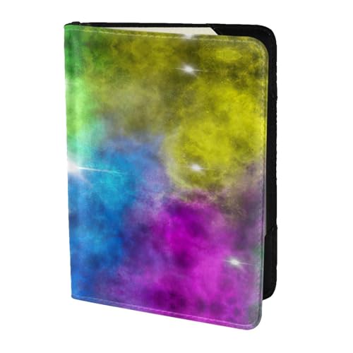 JIUTY Reisepasshülle aus Rindsleder mit buntem Wolkendruck, für Damen und Herren, Reisepasshülle, Zubehör für Reisedokumente, Schwarz , Einheitsgröße von JIUTY