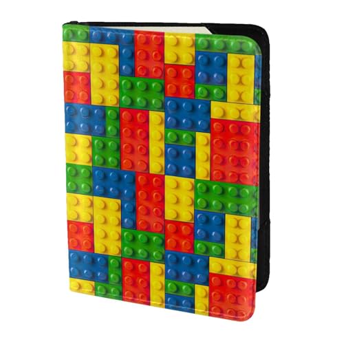 JIUTY Reisepasshülle aus Rindsleder mit buntem Ziegeldruck, für Damen und Herren, Reisepasshülle, Zubehör für Reisedokumente, Schwarz , Einheitsgröße von JIUTY