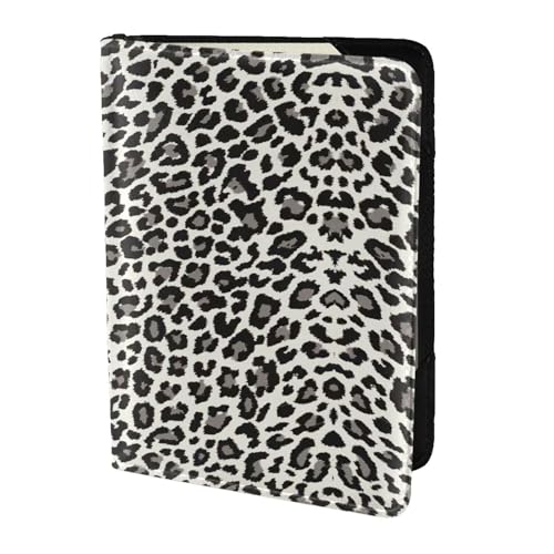 JIUTY Reisepasshülle für Damen und Herren, Rindsleder, Leopardenmuster, Reisedokumenten-Zubehör, Schwarz, Schwarz , Einheitsgröße von JIUTY