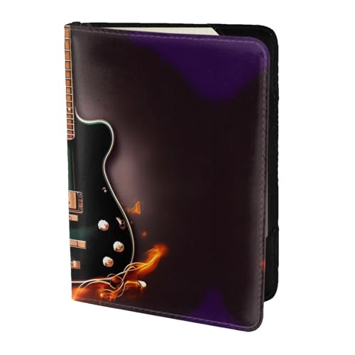 JIUTY Reisepasshülle für Damen und Herren, Rindsleder, Motiv: Musikgrün, Reisedokumenten-Hülle, Schwarz , Einheitsgröße von JIUTY