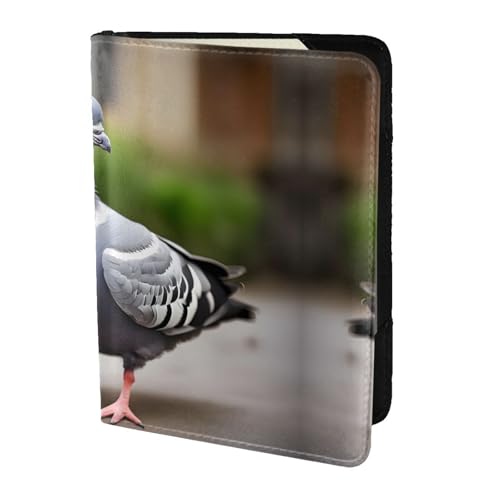 JIUTY Reisepasshülle für Damen und Herren, Rindsleder, Reisepasshülle, Reisedokumenten-Zubehör, Grau, Schwarz , Einheitsgröße von JIUTY