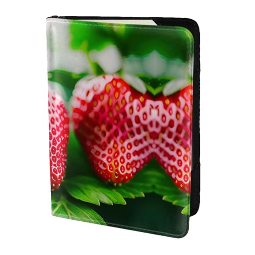 JIUTY Reisepasshülle für Damen und Herren, Rindsleder, Reisepasshülle, Reisedokumenten-Zubehör, Rot, Schwarz , Einheitsgröße von JIUTY