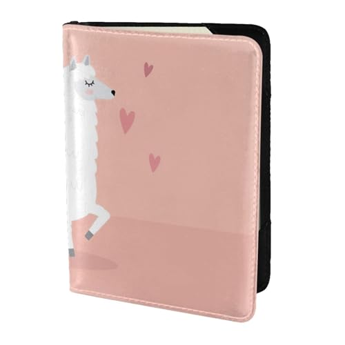 JIUTY Reisepasshülle mit Alpakas-Aufdruck, für Damen und Herren, Rindsleder, Reisepasshülle, Reisedokumenten-Zubehör, Schwarz , Einheitsgröße von JIUTY