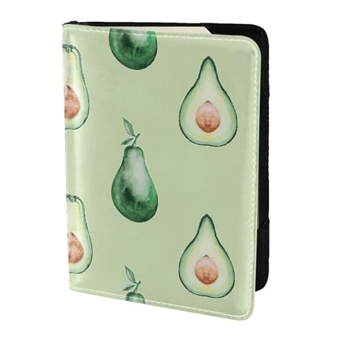 JIUTY Reisepasshülle mit Avocado-Muster, für Damen und Herren, Rindsleder, Reisepasshülle, Reisedokumenten-Zubehör, Schwarz , Einheitsgröße von JIUTY