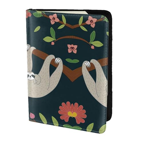 JIUTY Reisepasshülle mit Cartoon-Tierdruck, für Damen und Herren, Rindsleder, Reisepasshülle, Reisedokumenten-Zubehör, Schwarz , Einheitsgröße von JIUTY