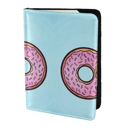 JIUTY Reisepasshülle mit Donut-Druck für Damen und Herren, Rindsleder, Reisepasshülle, Reisedokumenten-Zubehör, Schwarz , Einheitsgröße von JIUTY