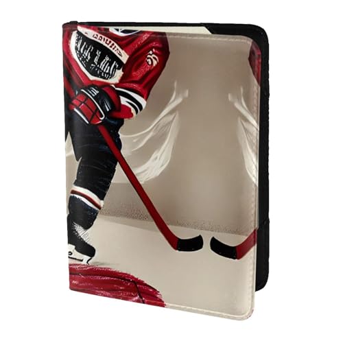 JIUTY Reisepasshülle mit Hockey-Motiv, für Damen und Herren, Rindsleder, Reisepasshülle, Reisedokumenten-Zubehör, Schwarz , Einheitsgröße von JIUTY