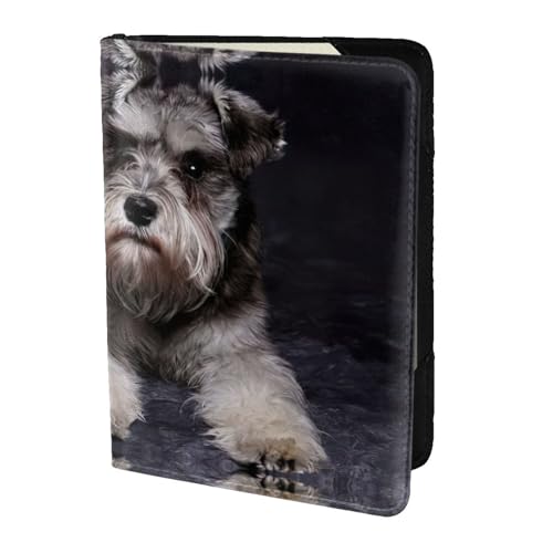JIUTY Reisepasshülle mit Hundemotiv für Damen und Herren, Rindsleder, Reisepasshülle, Reisedokumenten-Zubehör, Schwarz , Einheitsgröße von JIUTY