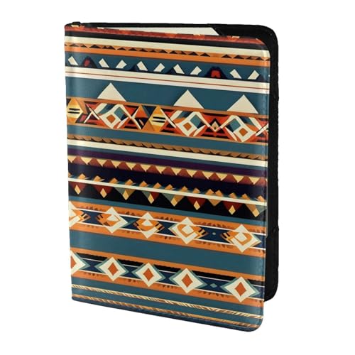 JIUTY Reisepasshülle mit Indianer-Muster, für Damen und Herren, Rindsleder, Reisepasshülle, Reisedokumenten-Zubehör, Schwarz , Einheitsgröße von JIUTY