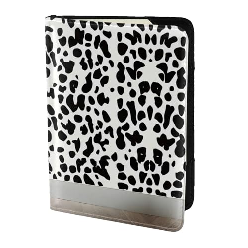 JIUTY Reisepasshülle mit Leopardenmuster, Tapetendruck, für Damen und Herren, Rindsleder, Reisepasshülle, Reisedokumenten-Zubehör, Schwarz , Einheitsgröße von JIUTY