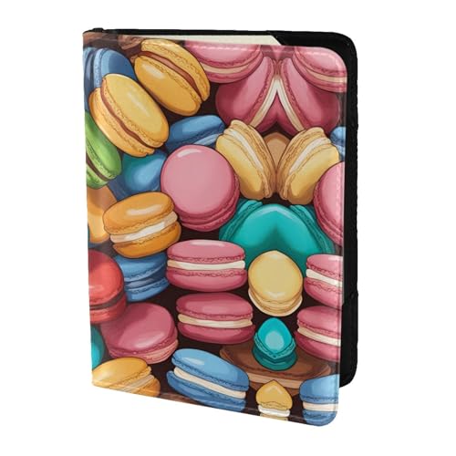 JIUTY Reisepasshülle mit Macaron-Keksgeschmack, für Damen und Herren, Rindsleder, Reisepasshülle, Zubehör, Schwarz , Einheitsgröße von JIUTY