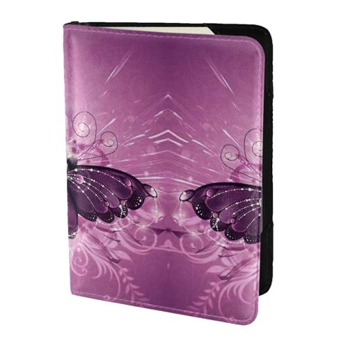 JIUTY Reisepasshülle mit Schmetterlings-Aufdruck, für Damen und Herren, Rindsleder, Reisepasshülle, Reisedokumenten-Zubehör, Schwarz , Einheitsgröße von JIUTY