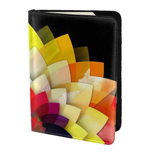JIUTY Reisepasshülle mit buntem Blumendruck, für Damen und Herren, Rindsleder, Reisepasshülle, Reisedokumenten-Zubehör, Schwarz , Einheitsgröße von JIUTY