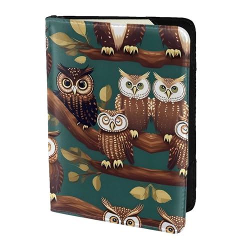 JIUTY Reisepasshülle mit magischem Eulendruck, für Damen und Herren, Rindsleder, Reisepasshülle, Reisedokumenten-Zubehör, Schwarz , Einheitsgröße von JIUTY
