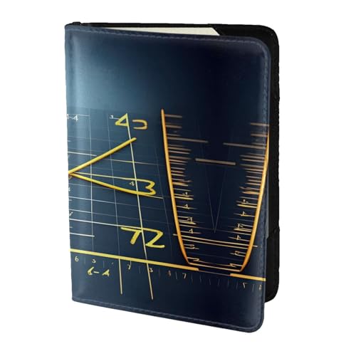 JIUTY Reisepasshülle mit mathematischer Formel, gelber Druck, für Damen und Herren, Rindsleder, Reisepasshülle, Reisedokumenten-Zubehör, Schwarz , Einheitsgröße von JIUTY