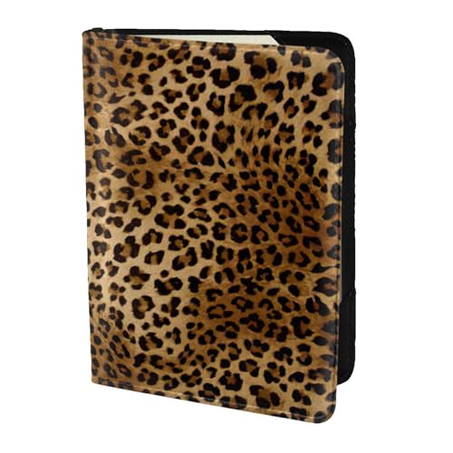 JIUTY Reisepasshülle mit niedlichem Leopardenmuster für Damen und Herren, Rindsleder, Reisepasshülle, Reisedokumenten-Zubehör, Schwarz , Einheitsgröße von JIUTY
