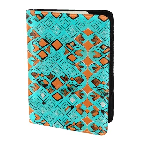 JIUTY Reisepasshülle mit türkisfarbenem Wonders-Aufdruck, für Damen und Herren, Rindsleder, Reisepasshülle, Reisedokumenten-Zubehör, Schwarz , Einheitsgröße von JIUTY