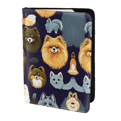 JIUTY Reisepasshülle mit vielen Zwergspitzen, für Damen und Herren, Rindsleder, Reisepasshülle, Reisedokumenten-Zubehör, Schwarz , Einheitsgröße von JIUTY