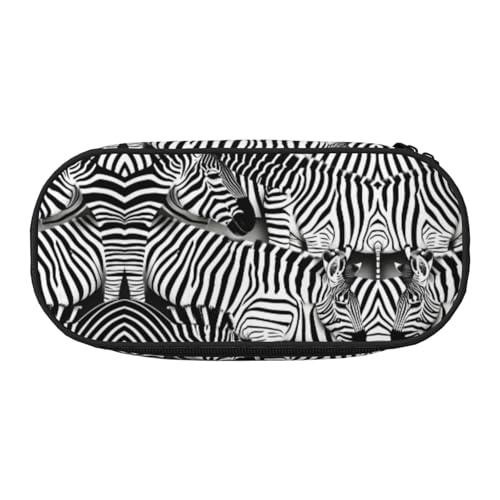 JIUTY Zebra niedliches ästhetisches Federmäppchen mit großem Fassungsvermögen, mit Reißverschluss, tragbarer Schreibtisch-Organizer für Erwachsene, Schwarz , Einheitsgröße, Taschen-Organizer von JIUTY