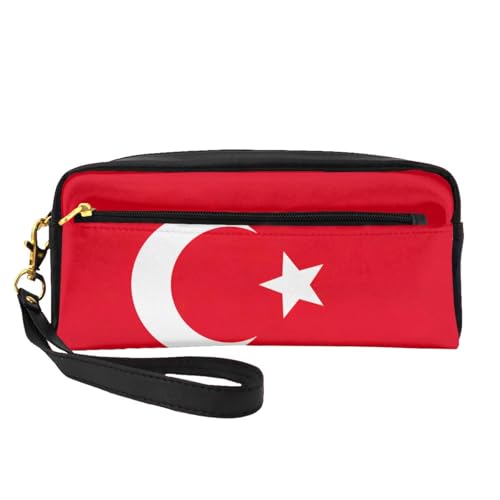 Kosmetiktasche für Damen, Motiv: Flagge der Türkei, Reise-Kulturbeutel, Zubehör, Organizer, Reißverschlusstasche, Geschenkidee, Schwarz , Einheitsgröße, Kosmetiktasche von JIUTY