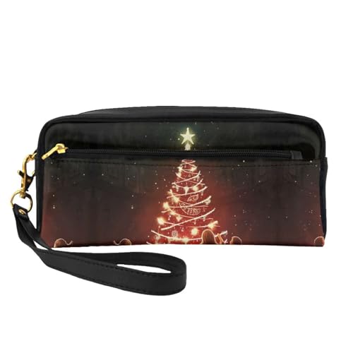 Kosmetiktasche mit leuchtendem Weihnachtsbaum, für Damen, Reise-Kulturbeutel, Zubehör, Organizer, Reißverschluss-Tasche, Geschenkidee, Schwarz , Einheitsgröße, Kosmetiktasche von JIUTY