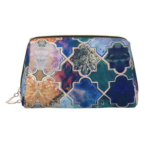 Kulturbeutel aus Leder, schöne Farbe, Reisefreundlich, Make-up-Tasche für Damen, gold, Einheitsgröße, Kulturbeutel von JIUTY