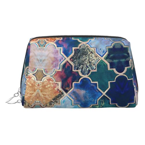 Kulturbeutel aus Leder, schöne Farbe, Reisefreundlich, Make-up-Tasche für Damen, silber, Einheitsgröße, Kulturbeutel von JIUTY