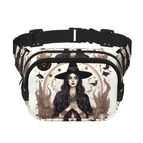 Magic Witch Witchcraft Bohemian Drawing Fanny Packs for Women Men, Fashion Waist Packs for Workout Running Traveling Hiking, Schwarz , Einheitsgröße von JIUTY
