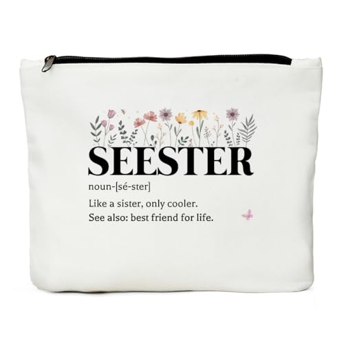 JIUWEIHU Seester Definition Nomen Kosmetiktasche, Seester Make-up-Tasche, Schwestern Geschenke von Schwester, beste Schwester aller Zeiten, Geburtstags-Freundschaftsgeschenke für Frauen, Seele, von JIUWEIHU