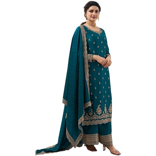 JIVRAJ FASHION Bereit zum Anarkali Palazzo Anzug Designer Party Wear Salwar Kameez Plus Size Shalwar Kameez Butterfliegennetz Dupatta anpassen (Auswahl 1, XXL UK 18 Büste 46 Taille 42 Hüften 48) von JIVRAJ FASHION