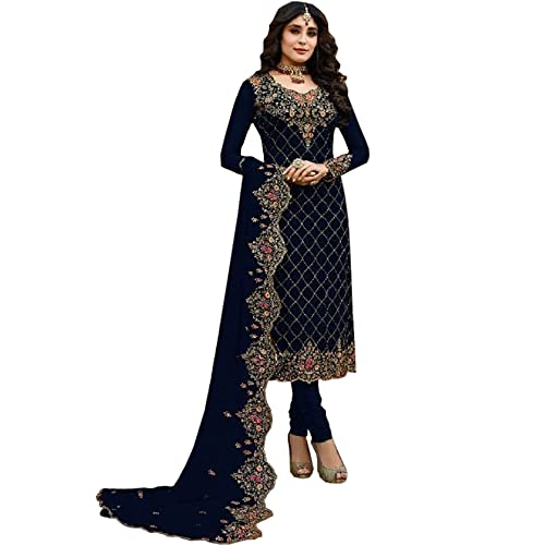 JIVRAJ FASHION Designer indisch-pakistanischer Palazzo-Stil Lehngha Kameez Seide mit Stickerei Schmetterlingsnetz Dupatta Salwar Kameez Shalwar Kameez (Wahl 1, M UK 12 Büste 40 Taille 36 Hüften 42) von JIVRAJ FASHION