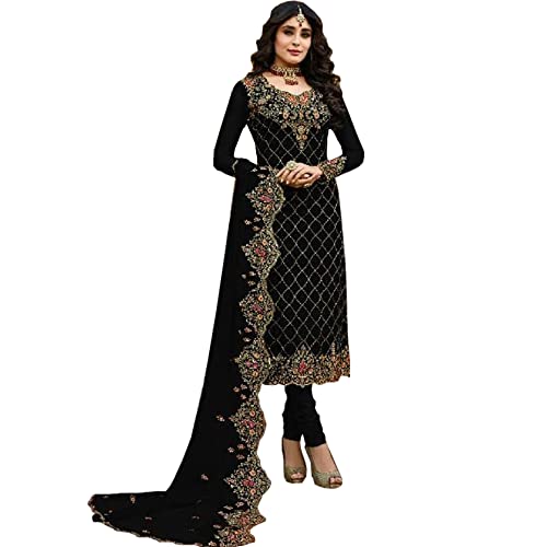 JIVRAJ FASHION Designer indisch-pakistanischer Palazzo-Stil Lehngha Kameez Seide mit Stickerei Schmetterlingsnetz Dupatta Salwar Kameez Shalwar Kameez (Wahl 2, M UK 12 Büste 40 Taille 36 Hüften 42) von JIVRAJ FASHION