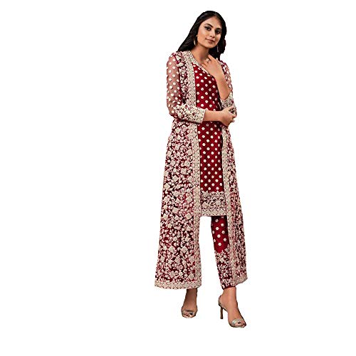 JIVRAJ FASHION Dupatta Stitched Party Wear Palazzo Anzug Salwar Kameez Anzug Designer Indisch-Pakistanisches Outfit Rangoli Seidenstickerei Fertig (Auswahl 3, S UK 10 Büste 38 Taille 34 Hüften 40) von JIVRAJ FASHION