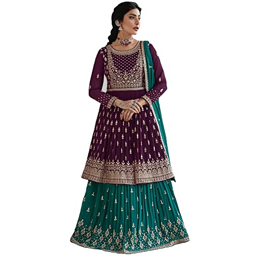 JIVRAJ FASHION Faux Georgette Designer Straight Salwar Kameez Indisch-Pakistanisches Outfit Ethnisch Schöne Maria B Nazmeen Dupatta Shalwar Kameez (Wahl 3, L UK 14 Büste 42 Taille 38 Hüften 44) von JIVRAJ FASHION