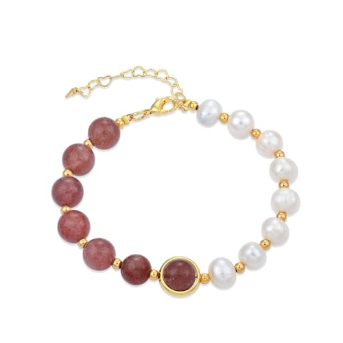 JIWOY Pink/Violett/Weiß Porzellan-Armband mit natürlichem Edelstein, Tropfen/Perle/Baumschmuck für Damen, 18, Kristall, Kein Edelstein JIWOY Pink/Violett/Weiß Porzellan-Armband mit natürlichem Edelstein, Tropfen/Perle/Baumschmuck für Damen, 18, Kristall, Kein Edelstein von JIWOY