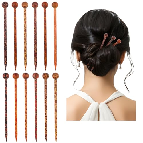 JIYIN 12 Stück Haarstäbchen, Holz Haarnadel Damen Haar Stäbchen Holz Haarnadel Vintage-Stil Lange Chinesische Haarnadeln Holz Haarschmuck für Frauen Mädchen Dutthaar von JIYIN